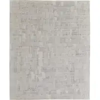 Photo of Ivory and Gray Abstract Hand Woven Worn Faded Area Rug