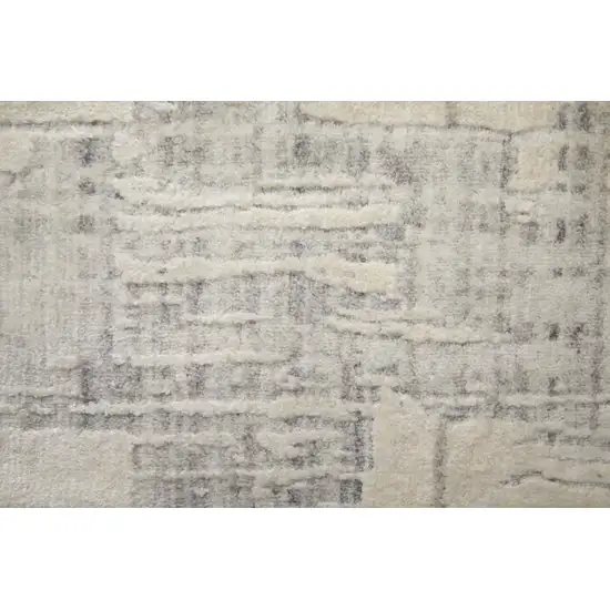 Ivory and Gray Abstract Hand Woven Worn Faded Area Rug Photo 9