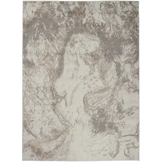 Ivory and Gray Abstract Non Skid Area Rug Photo 8