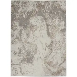 Photo of Ivory and Gray Abstract Non Skid Area Rug