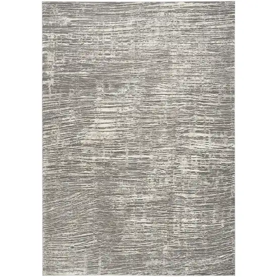 Ivory and Gray Abstract Non Skid Area Rug Photo 2