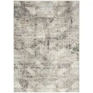 Photo of Ivory and Gray Abstract Non Skid Area Rug