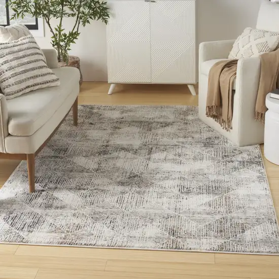 Ivory and Gray Abstract Non Skid Area Rug Photo 8