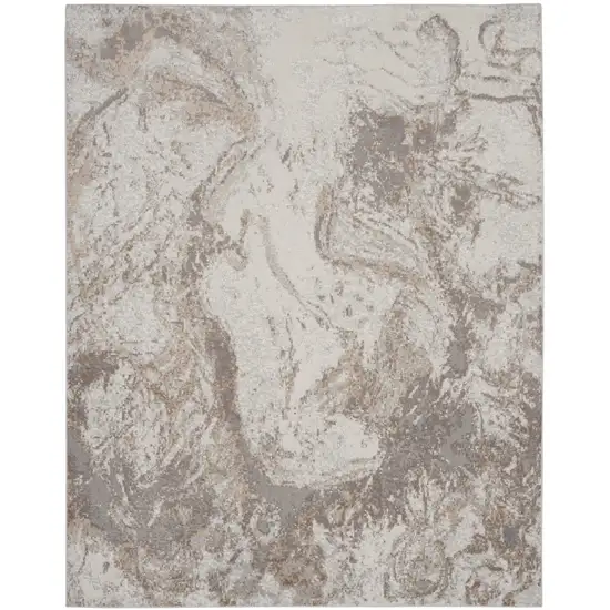 Ivory and Gray Abstract Non Skid Area Rug Photo 2