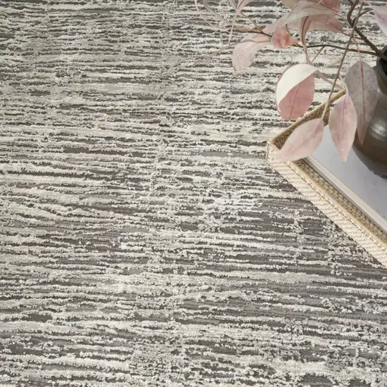 Ivory and Gray Abstract Non Skid Area Rug Photo 8