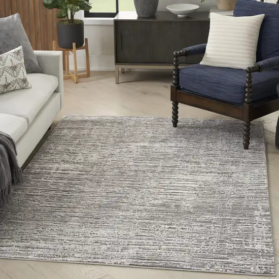 Ivory and Gray Abstract Non Skid Area Rug Photo 9