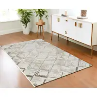 Photo of Ivory and Gray Abstract Non Skid Area Rug