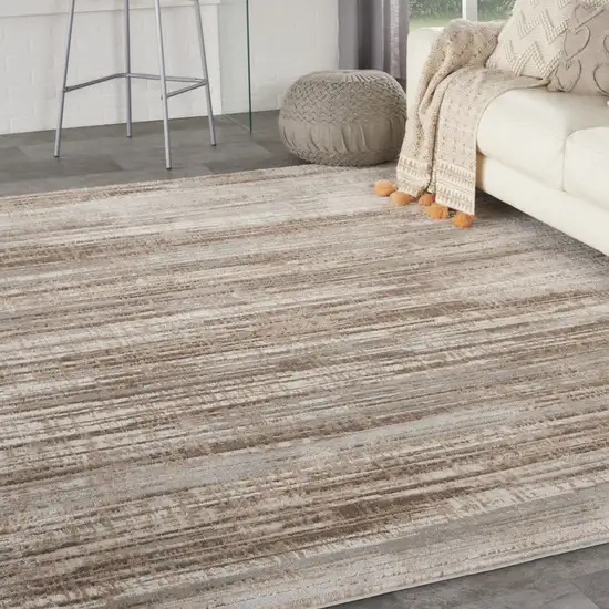 Ivory and Gray Abstract Non Skid Area Rug Photo 7