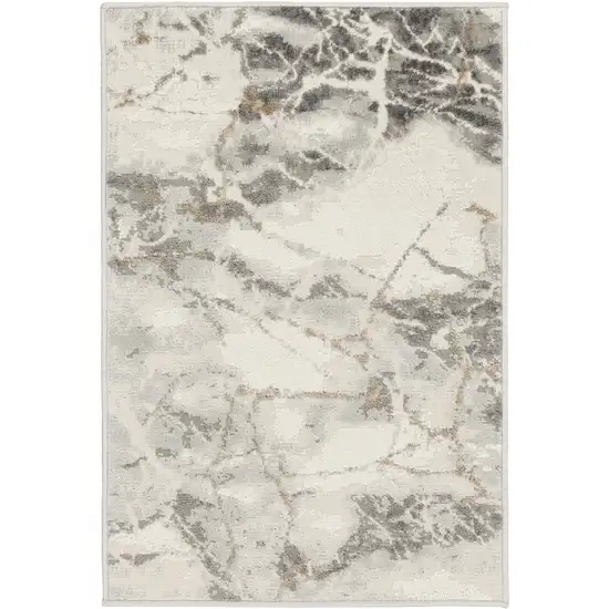 Ivory and Gray Abstract Non Skid Area Rug Photo 4