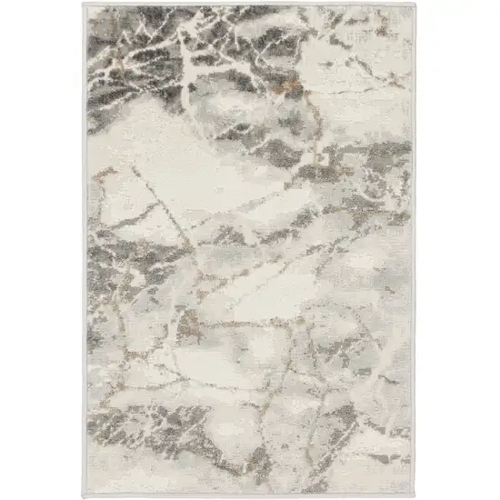 Ivory and Gray Abstract Non Skid Area Rug Photo 1