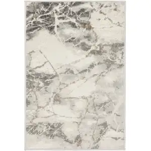 Photo of Ivory and Gray Abstract Non Skid Area Rug