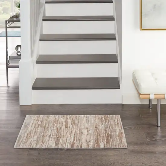 Ivory and Gray Abstract Non Skid Area Rug Photo 7