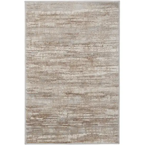 Ivory and Gray Abstract Non Skid Area Rug Photo 4