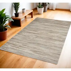 Photo of Ivory and Gray Abstract Non Skid Area Rug