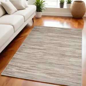 Photo of Ivory and Gray Abstract Non Skid Area Rug