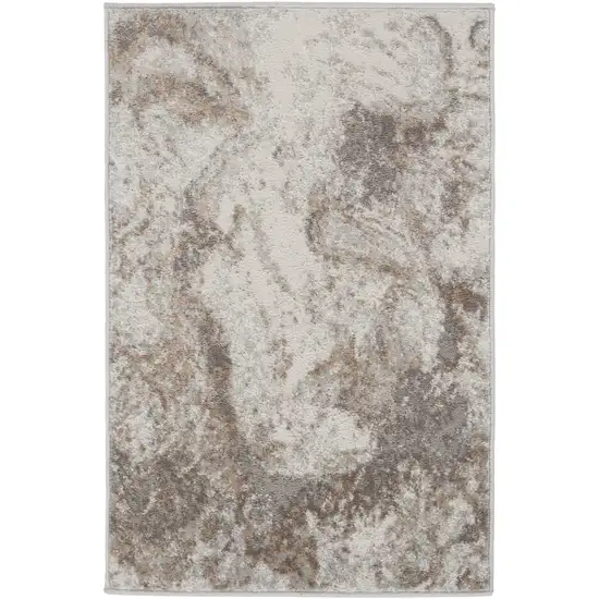 Ivory and Gray Abstract Non Skid Area Rug Photo 4