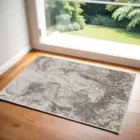 Photo of Ivory and Gray Abstract Non Skid Area Rug