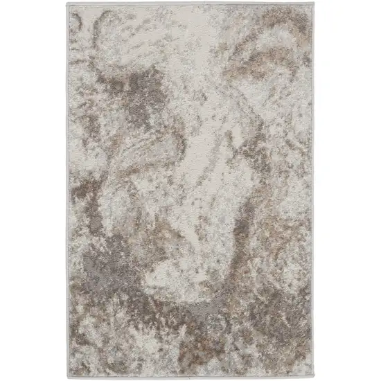 Ivory and Gray Abstract Non Skid Area Rug Photo 2