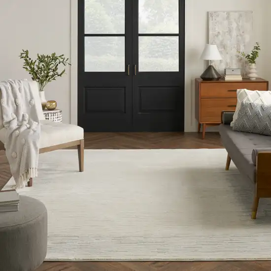 Ivory and Gray Abstract Power Loom Area Rug Photo 6