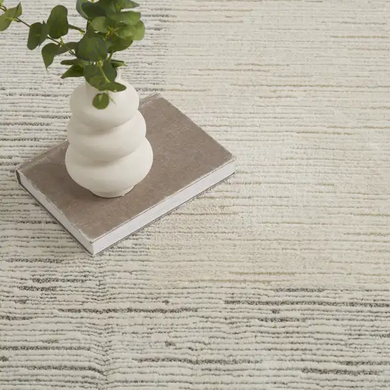 Ivory and Gray Abstract Power Loom Area Rug Photo 4