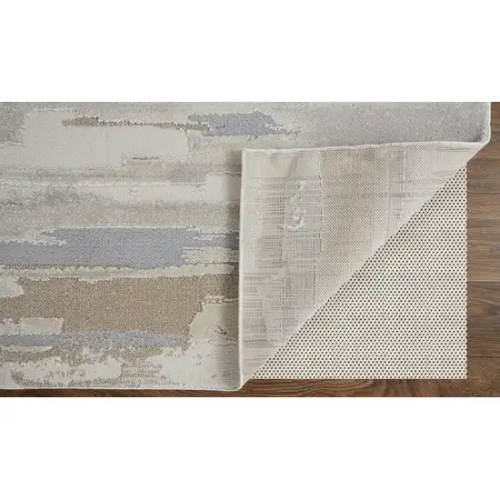 Ivory and Gray Abstract Power Loom Distressed Area Rug Photo 6