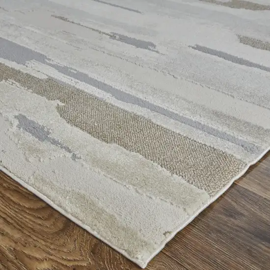 Ivory and Gray Abstract Power Loom Distressed Area Rug Photo 5