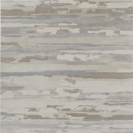 Ivory and Gray Abstract Power Loom Distressed Area Rug Photo 8