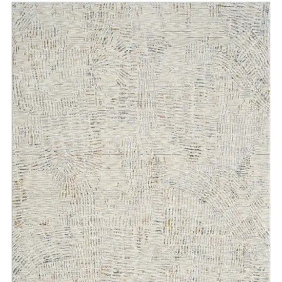 Ivory and Gray Abstract Runner Rug Photo 6