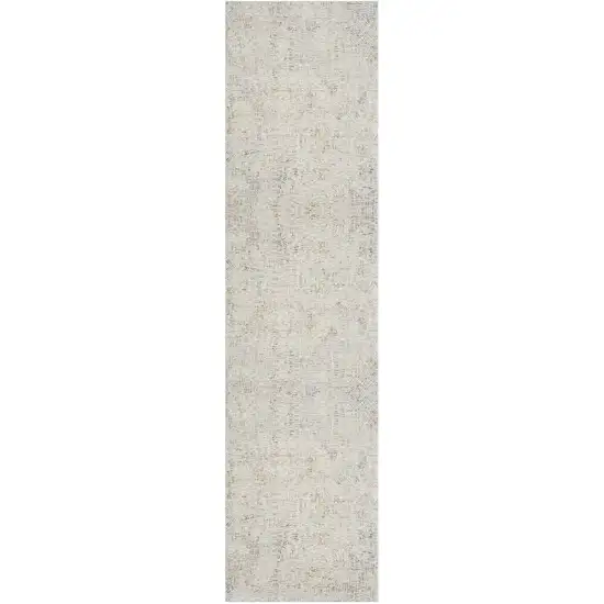 Ivory and Gray Abstract Runner Rug Photo 2