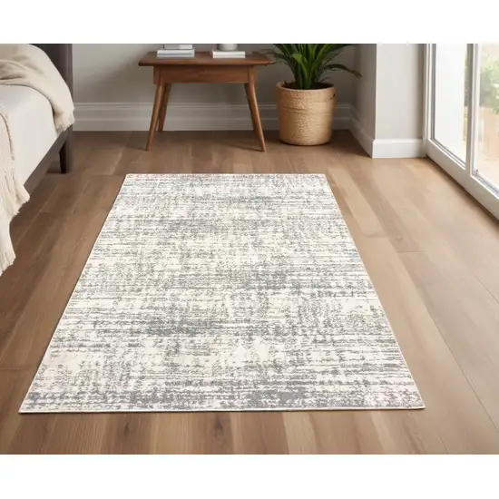 Ivory And Gray Abstract Strokes Area Rug Photo 1