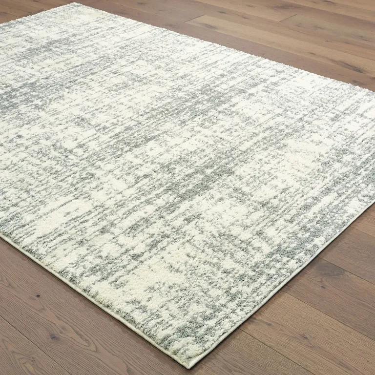 Ivory and Gray Abstract Strokes Area Rug Photo 3