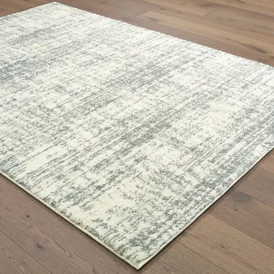 Ivory and Gray Abstract Strokes Area Rug Photo 3