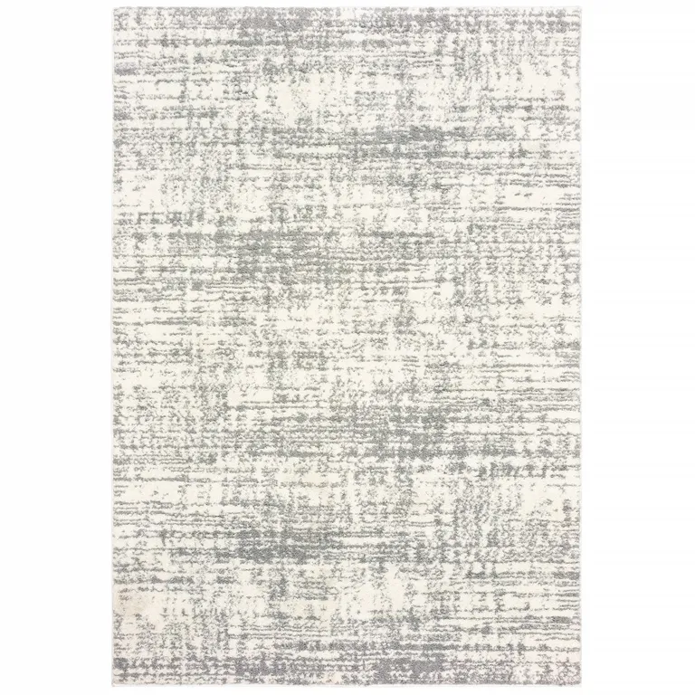 Ivory and Gray Abstract Strokes Area Rug Photo 1