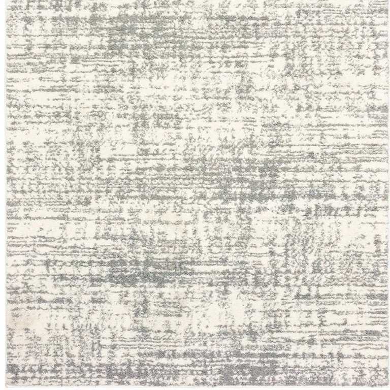 Ivory and Gray Abstract Strokes Area Rug Photo 5