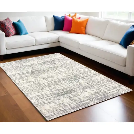 Ivory And Gray Abstract Strokes Area Rug Photo 1