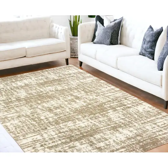 Ivory And Gray Abstract Strokes Area Rug Photo 2