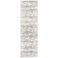 Photo of Ivory and Gray Abstract Strokes Runner Rug