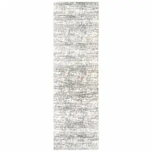 Photo of Ivory and Gray Abstract Strokes Runner Rug