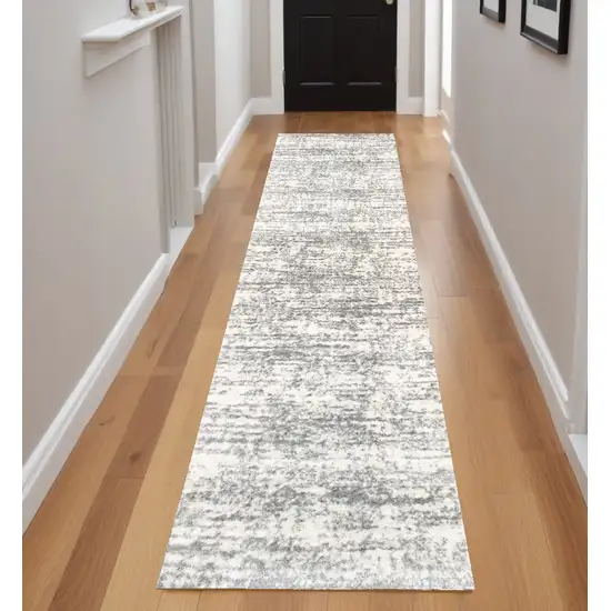 2' X 8' Ivory And Gray Abstract Strokes Runner Rug Photo 1