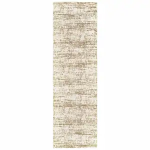 Photo of Ivory and Gray Abstract Strokes Runner Rug