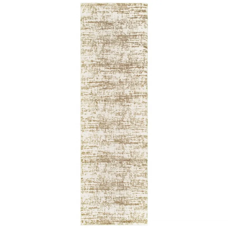 Ivory and Gray Abstract Strokes Runner Rug Photo 1