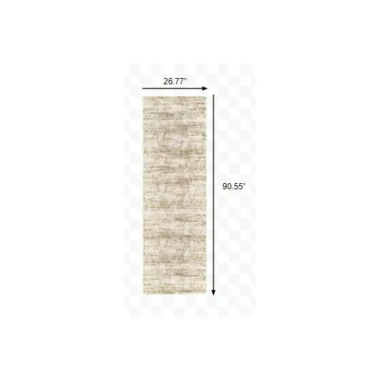 2' X 8' Ivory And Gray Abstract Strokes Runner Rug Photo 7