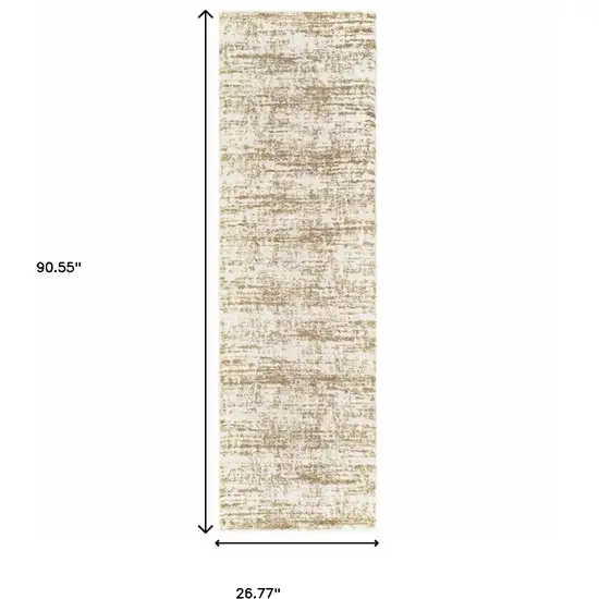 2' X 8' Ivory And Gray Abstract Strokes Runner Rug Photo 3