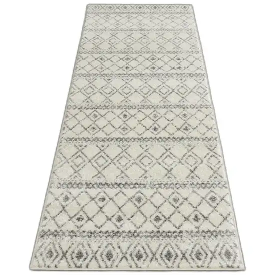 Ivory and Gray Berber Pattern Runner Rug Photo 7