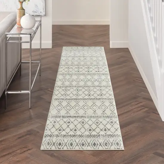 Ivory and Gray Berber Pattern Runner Rug Photo 6