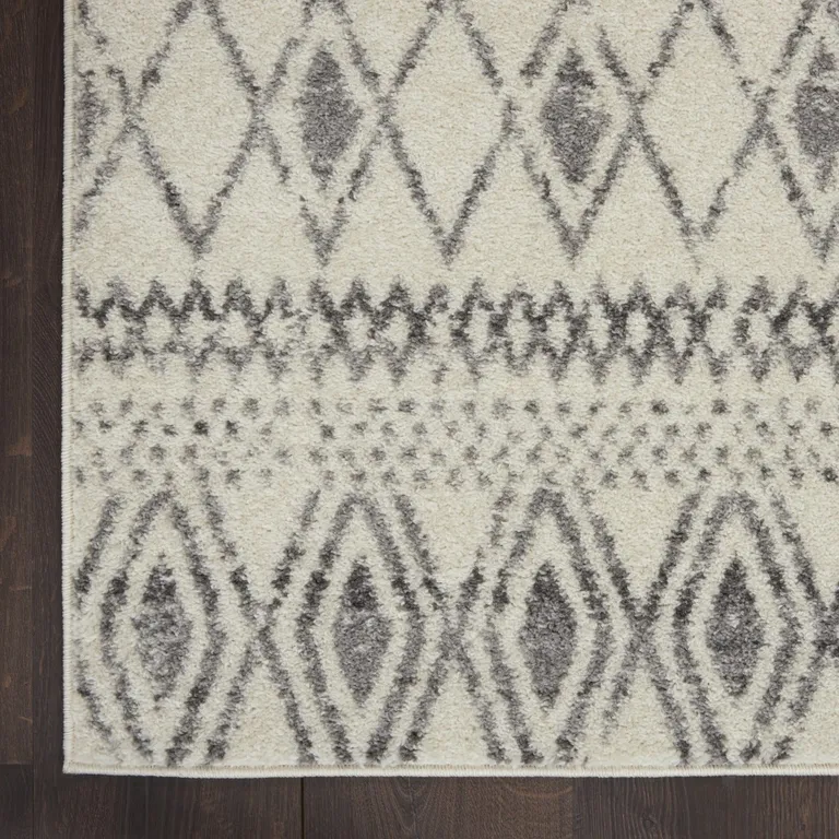 Ivory and Gray Berber Pattern Runner Rug Photo 3