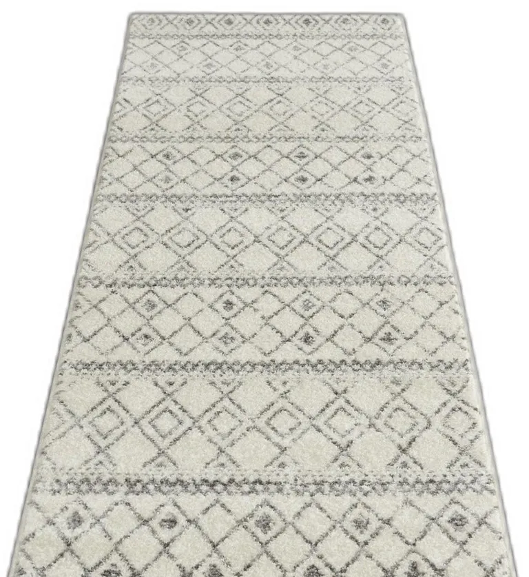 Ivory and Gray Berber Pattern Runner Rug Photo 1