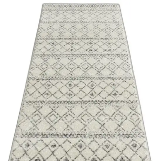 Ivory and Gray Berber Pattern Runner Rug Photo 9