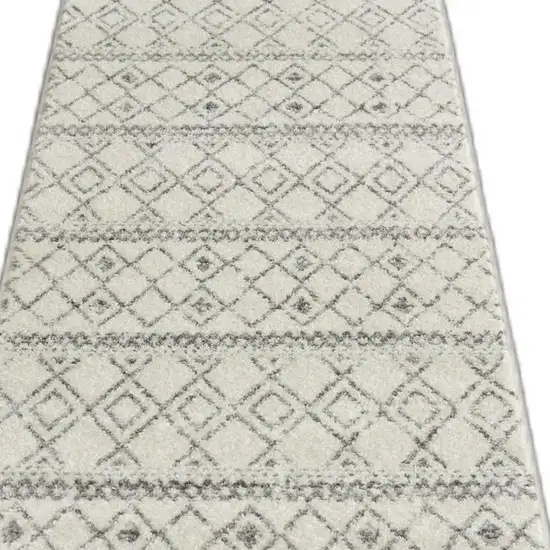 Ivory and Gray Berber Pattern Runner Rug Photo 8