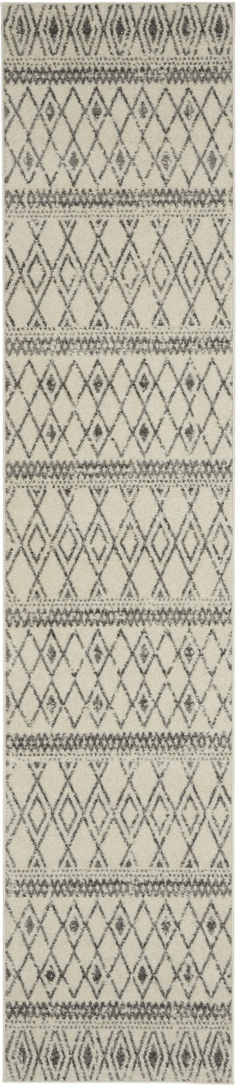 Ivory and Gray Berber Pattern Runner Rug Photo 2